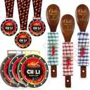 Quelay 15 Pcs Chili Cook off Prizes 1st 2nd 3rd Wooden Spoons Medals Cotton Dishcloths Pepper Charms Trophies Chili Cook off Decorations for Men Women (Brown)