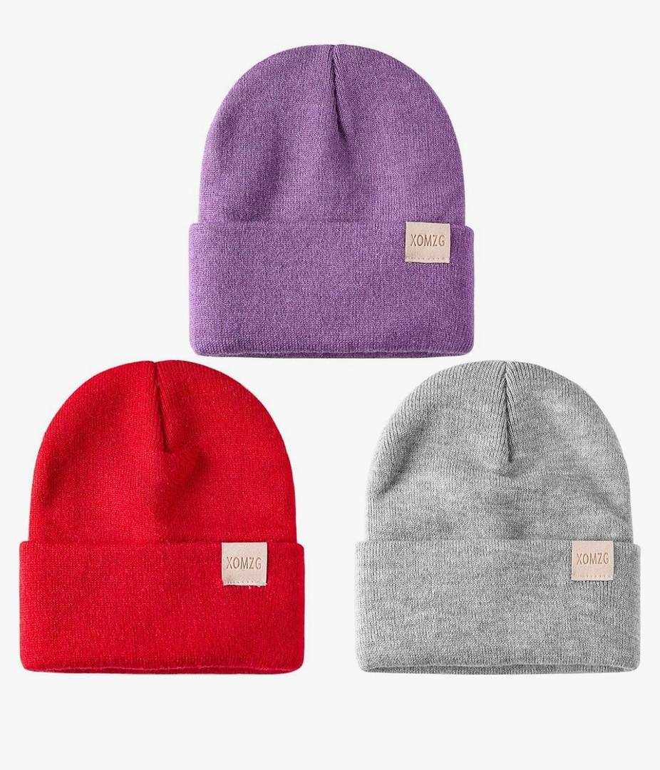 Toddler Beanie Kids Winter Hats Infant Warm Knit Cap Newborn Winter Warm Hat for 0-36 Month Boys Girls Pack Of 2