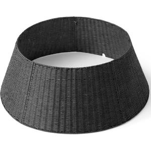 36in Extra Large Christmas Tree Collar - Wicker Woven Tree Collars for Artificial Trees - Large Rattan Rustic Farmhouse Basket for Tree Base Cover with Cord Cut-Out for 7.5ft 9ft 12ft Tree(Black)