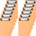 PATIKIL 6" x 9" Plastic Clear Hanging Clipboard A5 Transparent Clipboard Size 6.3" x 9" with Low Profile Metal Clip for Office Meeting Classroom Home, Orange,24Pcs