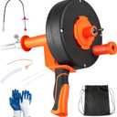 Drain Auger 25 Ft,Plumbing Snake With Drill Adapter,Pipe Clog Remover for Kitchen Bathroom Shower Sink Cleaning,Flexible Spring Steel (Orange)