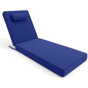 Chaise Lounge Cushion for Outdoor Furniture, Waterproof, Fade-Resistant and Tear Resistant, Patio Lounger Pads with Removable Cover for Pool, Deck, Lawn, 72x21x4 Inch, Royal Blue