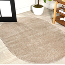 JONATHAN Y Haze Solid Low-Pile Beige 3x5 Oval Indoor Area Rug, Coastal,Bohemian,Minimalist,Classic, Easy-Cleaning for Living Room,Bedroom,Kitchen,Pet Friendly,Non-Shedding (SEU100G-3OV)
