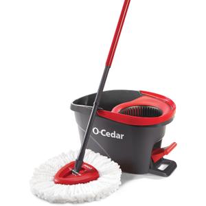 O-Cedar EasyWring Microfiber Spin Mop, Bucket Floor Cleaning System, Red, Gray, Standard