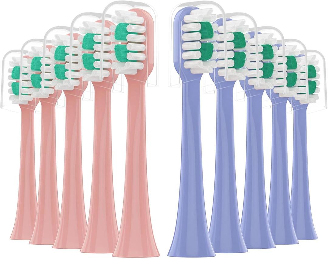 Replacement Toothbrush Heads 10 Pack for AquaSonic icon Electric Toothbrush,5Lilac + 5Blush