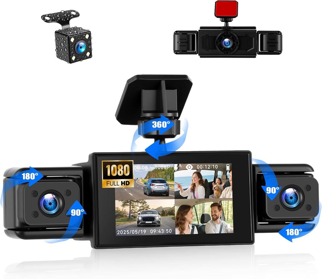 Dash Cam 1080P 3 Inch Dashboard Camera Car Recorder Wide Angle Dashcam Driving Loop Recording G-Sensor, Exposure Compensation, Motion Detection, Night Vision, Reverse Help, 360 Degree Protection