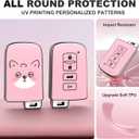 ACEBOY for Toyota Key Fob Cover, Soft TPU Protection Case with Keychain for Toyota Sequoia Highlander XLE Camry Corolla XSE RAV4 Tundra Tacoma (Pink,4 Buttons)