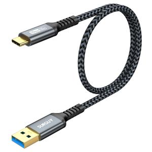 SUNGUY 10Gbps Android Auto USB C Cable, 1.5FT 3A USB 3.1 Gen 2 Fast Charge & Data Transfer USB C CarPlay Cable, Compatible with iPhone 15/15 Pro Max, Samsung T7, Galaxy S23 S22 Ultra Note 20, SSD (Grey)