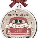 3 x Wedding Gifts for Couples 2025 - Double Layers Mr and Mrs Wood Ornaments, Bridal Shower Gifts for Bride and Newlyweds, Engagement Couple, Just Married Ornament