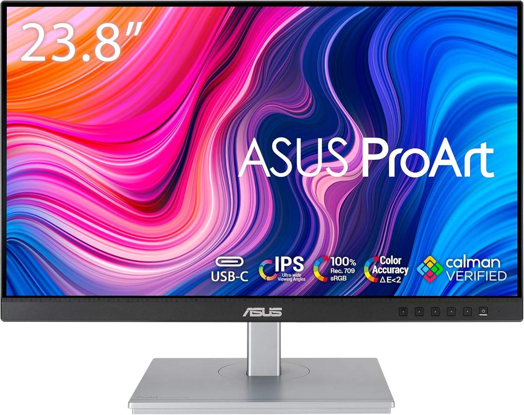 ASUS ProArt Display PA247CV 24-inch Monitor IPS, Full HD (1920 x 1080), 100% sRGB, 100% Rec. 709, Color Accuracy E < 2, Calman Verified, USB-C, Compatible with Laptop & Mac Monitor