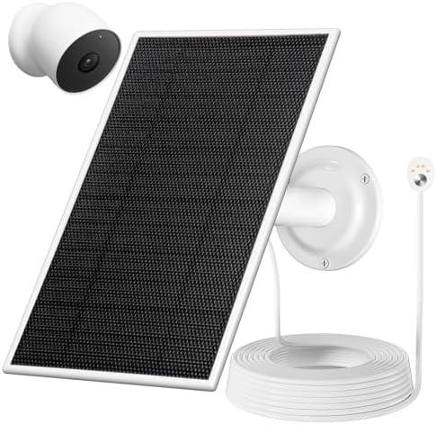 6V 4.5W Solar Panel for Google Nest Cam Outdoor or Indoor, IP65 Waterproof Google Nest Camera Solar Panel with 10Ft Cable Continuous Power to The Camera - 1 Pack