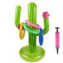 Inflatable Cactus Ring Toss Game Set Target Toss Floating Swimming Ring Toss Includes Cactus,4 Rings for Fiesta Party Accessories Hawaiian Pool Beach Party Decoration Supplies, 2 Pack