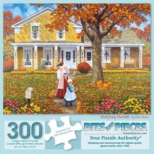 Bits and Pieces - 300 Piece Jigsaw Puzzle for Adults - 18" x 24" - Helping Hands - 300 pc Large Piece Autumn Countryside Fall Jigsaw by John Sloane