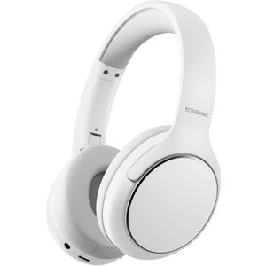 TONEMAC H2 Wireless Headphones,Over Ear Bluetooth Headphones,50H Playtime,Wireless Headset with Mic,Foldable Lightweight Bluetooth Headset with Deep Bass,HiFi Stereo Sound for Travel Work Smartphone (White)
