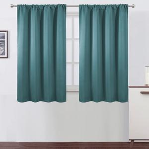 LEMOMO Sea Teal Blackout Curtains/42 x 45 Inch/Set of 2 Panels Rod Pocket Room Darkening Curtains for Bedroom