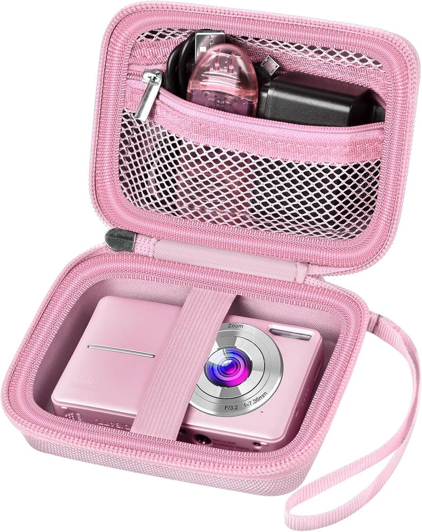Digital Camera Case: Small Cute Pouch for Kodak pixpro fz55 fz45, Canon ixus 285 Hs Elph 360, Nikon s6900, Sony dsc w830, Camkory dc403, Compact Camera Accessories for Girl (Pink)