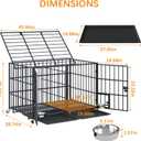 aboxoo 42/48 inch Heavy Duty Metal Dog Crate for 2 Dogs/Large Dog,All Metal Open Top Stackable,Dog Kennel Indoor with Wheels,Floor Grid, Tray, Divider and Feeding Bowl