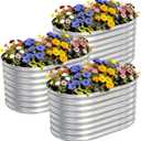 AHEONLAR 3Pack 3x2x2ft Galvanized Raised Garden Beds Outdoor, Oval Raised Beds for Gardening Metal Planter Boxes for Planting Vegetables, Fruit, Herb, Silver