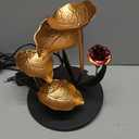 Tabletop Fountain Metal Lotus Circulating Fountain Water Feature for Zen Home Decor Warm Yellow Scene Light(23034)