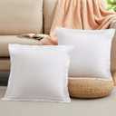 Horbaunal Set of 2 Microfiber Throw Pillow Covers 18 x 18 Inches, White Square Pillow Shams, Super Soft and Wrinkle Resistant Decorative Pillowcases with Zipper Closure (Pillow Not Included)