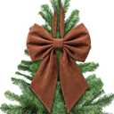 Janinka Christmas Tree Topper Bow 22", Large Bow for Decor, Birthday Party Backdrop, Ribbon Hanging Decor for Christmas Room Backdrop Wedding Party Coquette Room Decorations(Brown,Velvet)