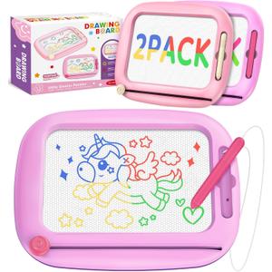 Toddler Toys for 1-3 Year Old Girls, 2 Pack Magnetic Drawing Board, Learning & Educational Magna Doodle Pad for Toddler, Christmas Birthday Gift for 1 2 3 Year Old Baby Kids
