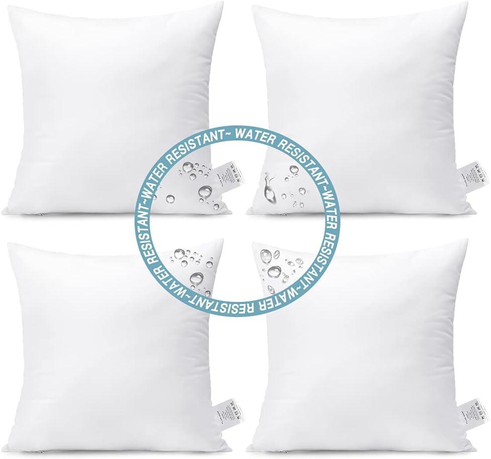Artscope 18 x 18 Outdoor Pillow Inserts Set of 6, Square Form Water Resistant Hypoallergenic Throw Pillow Inserts Soft Fluffy Cushion Sham Stuffers for Garden, Bench, Patio, Couch
