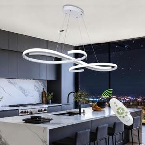 Modern LED Pendant Lights for Kitchen Island, Dimmable 39.75" Linear LED Chandelier Light Fixture, Upgraded Dining Room Ceiling Hanging Light Fixtures Height Adjustable, 39.37in