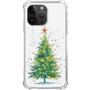 Watercolor Christmas Tree Case Compatible with iPhone 15 Pro Max, Winter Christmas Painting Case for iPhone 15 Pro Max, Unique TPU Protective Phone Case Cover