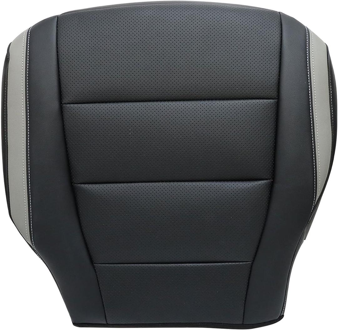 Front Driver Side Bottom Perforated Seat Cover Microfiber Leather Black with Gray Line #RB Compatible with Ford F150 2017 2018 2019 2020