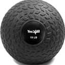Yes4All Slam Balls, 10-40lb Medicine Ball Weight, Durable PVC Sand Filled Workout Dynamic Medicine Ball for Core Strengthen (15lbs, Black)