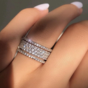 925 Sterling Silver Shiny Full Diamond Ring - Cubic Zirconia Multi Row Eternity Engagement Wedding Band for Women (US Code 9)