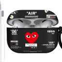 Gedicht for Airpods Pro Case, Cute Cool Red Heart Pattern TPU Soft Cases for Airpods Pro Case 1st Gen, Shockproof for Airpods Pro 2019 Case Men Women with Cleaner Kit & Keychain