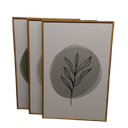 Framed Boho Sage Green Wall Art for Living Room, 3 Piece Large Abstract Botanical Canvas Artwork Decor, Beige Geometric Leaf Painting Prints for Bedroom Dining Room Office 16x24 Inch