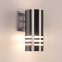 Outdoor Wall Sconce,Cylinder Wall Light with Stainless Steel 304 and Toughened Glass,Waterproof Up Down Light for Garden Patio Bedroom Living Room (Brushed Nickel, 8.7" Height,No Bulbs)