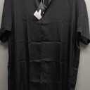 Runcati Mens Luxury Satin Silk Dress Shirts Casual Button Down Short Sleeve Prom Party Wedding Shirt, XL