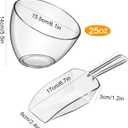 Hoolerry 12 Pcs Serving Bowls Kit Include Clear Plastic Bowls for Parties and Popcorn Measuring Scoops Acrylic Plastic Kitchen Angled Candy Scoops for Office Canister Salad Cooking (25 oz)