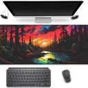 Colorful Clouds Sun Stream Forest Desk Pad Mouse Pad,Large Colorful Gaming Mouse Mat with Stitched Edges,Non-Slip Waterproof Rubber Base Mousepad for Office Work Home Desk Mat(27.5X11.8 in)