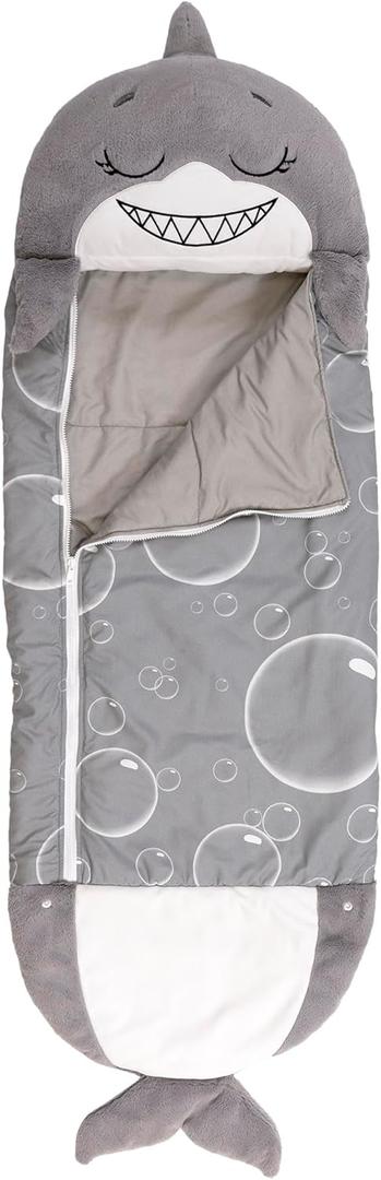 Happy Nappers: Pillow & Sleepy Sack: Large - Grey Shark - 66 x 30, 2-in-1: Plush Animal Opens Into Sleeping Bag, Soft Play Character, Kids 3+