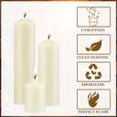 MTLEE 36 Pcs Pillar Candles Bulk Set of 3 Long Burning Wax Pillar Candles 2 in x 3, 6, 8 Inch Dripless Unscented Smokeless for Wedding Party Spa Lantern Fireplace Home(Ivory White)