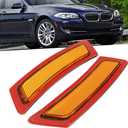 Front Bumper Side Marker Lights Reflector Compatible with 2011-2016 BMW F10/F11 5 Series 528i 528ix 535i 550i(Amber Lens)