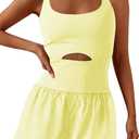 ReachMe Womens Running Onesie Workout Rompers Athletic Romper One Piece Outfits Exercise Jumpsuits Gym Yoga Clothes (Small, 0 Lemon Yellow)