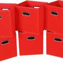 STOREONE 13 Inch Cube Organizer Bins ,Black Fabric Storage BinsFoldable Storage Bins Basket with Dual Handles Fabric Organizer Bins and Storage BoxSet of 6,Red