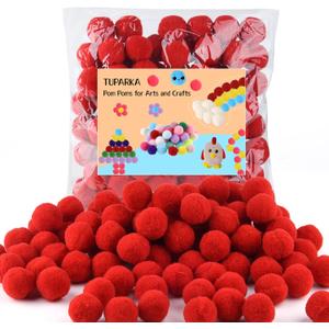 TUPARKA 100 Pcs Red Pom Poms 1 Inch Craft Pompoms Balls for Art Crafts DIY Projects