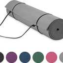 Gaiam Essentials 1/4" Thin (6mm) Yoga & Pilates, Fitness & Exercise Mat with Easy-Cinch Carrier Strap Cusion Support For Fitness and Gym Workouts (Grey)