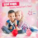 Amyhill 24 Pcs Valentine's Day Heart Shaped Cups with Lids and Straws 12 oz Plastic Heart Cups for Kids Party Favors, School Classroom Exchange Prizes Gift