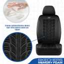Skechers Slip-Ins Seat Covers, Memory Foam 3D Tyre Embossed Leather Car Seat Covers Front Seats Airbag Compatible, Universal Automotive Comfort for Most Cars, Vans, Trucks, SUV, Black