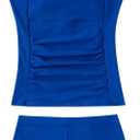 GDTOGRT Girls Tankini Swimsuit 2-Piece Bathing Suits Tankini Top with Swim Shorts for Teens 9-16 (Blue)