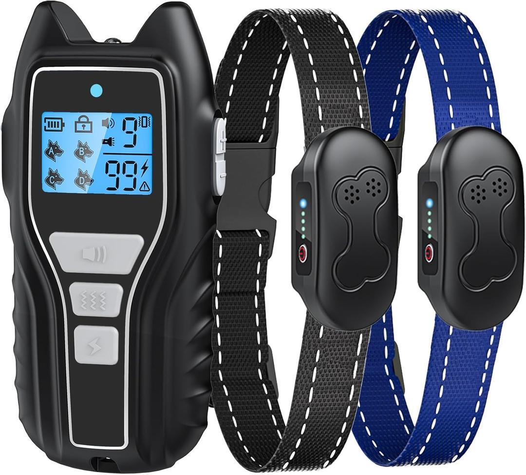 Shock Collar for Dogs 2 Dogs (15-120lbs) 2000FT Dog Shock Collar with Remote Control IPX7 Waterproof Dog Training Collar with Remote 4 Safe Modes Rechargeable Lock Flash Light for All Breeds Clear