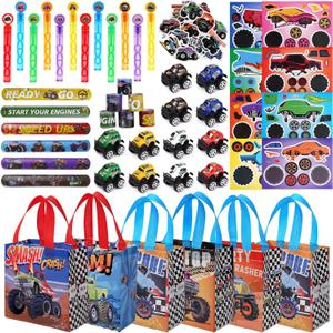 Vanblue Truck Car Party Favors Set Cars Themed Birthday Party Decorations Supplies 110Pcs Slap Bracelet DIY Sticker Gift for Boy Kids Treat Bags Stuffers Pinata Filler Classroom Rewards